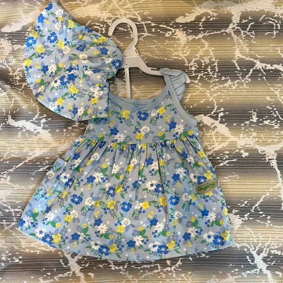 NWT Gerber 3 piece organic cotton matched set blue and yellow floral 3-6 month - Picture 1 of 9